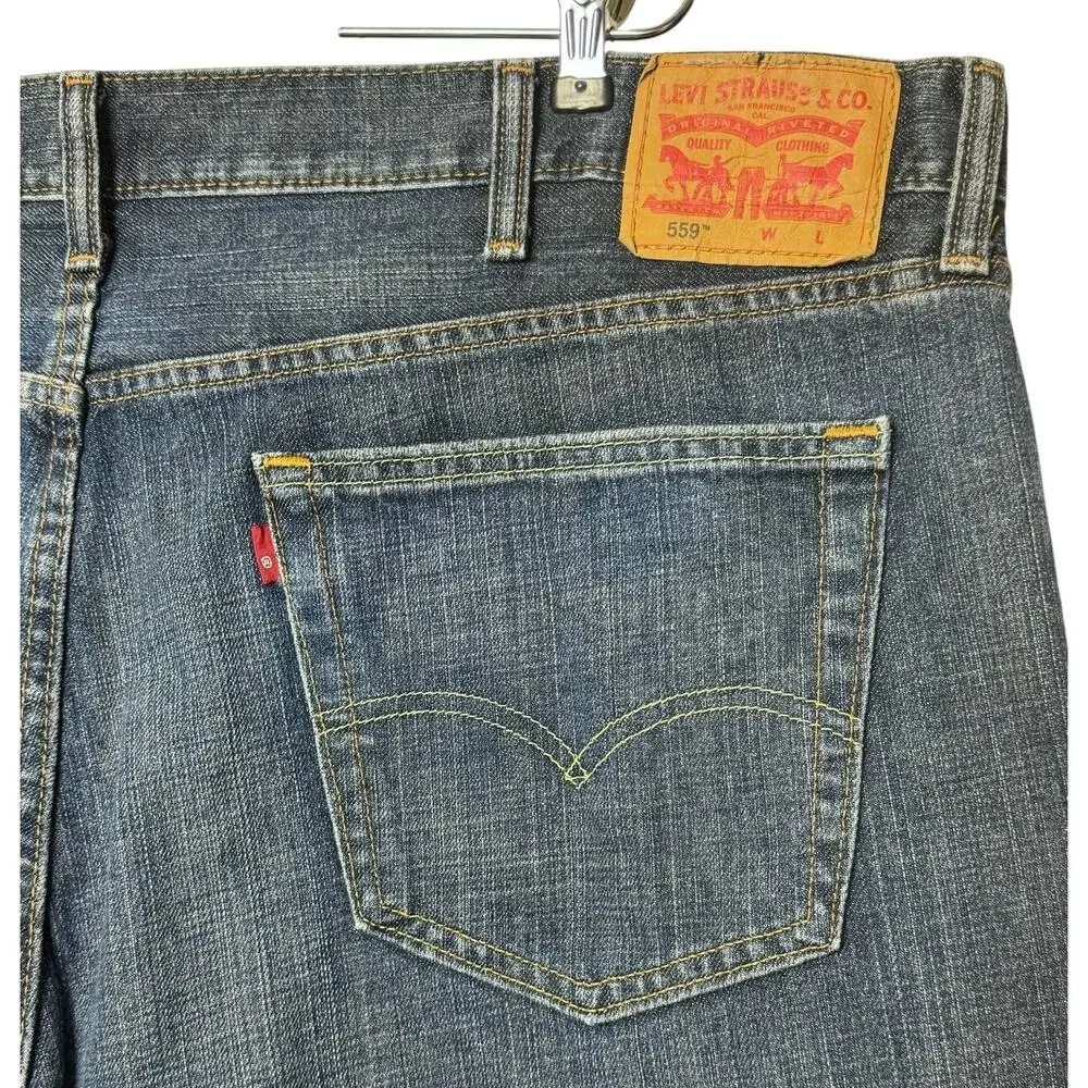 Levi’s 559 Relaxed Straight Jeans 46x30 (28) Big Tall Mid Wash Cotton Workwear